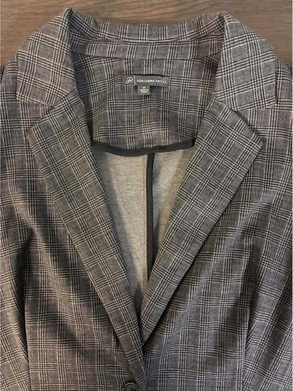 Adrianna Papell Women’s Medium Plaid Longline Blazer M Gray Office Siren - Picture 7 of 14